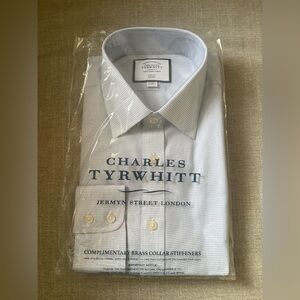 Charles Tyrwhitt Blue non-iron Dash weave slim fit shirt 16/33in